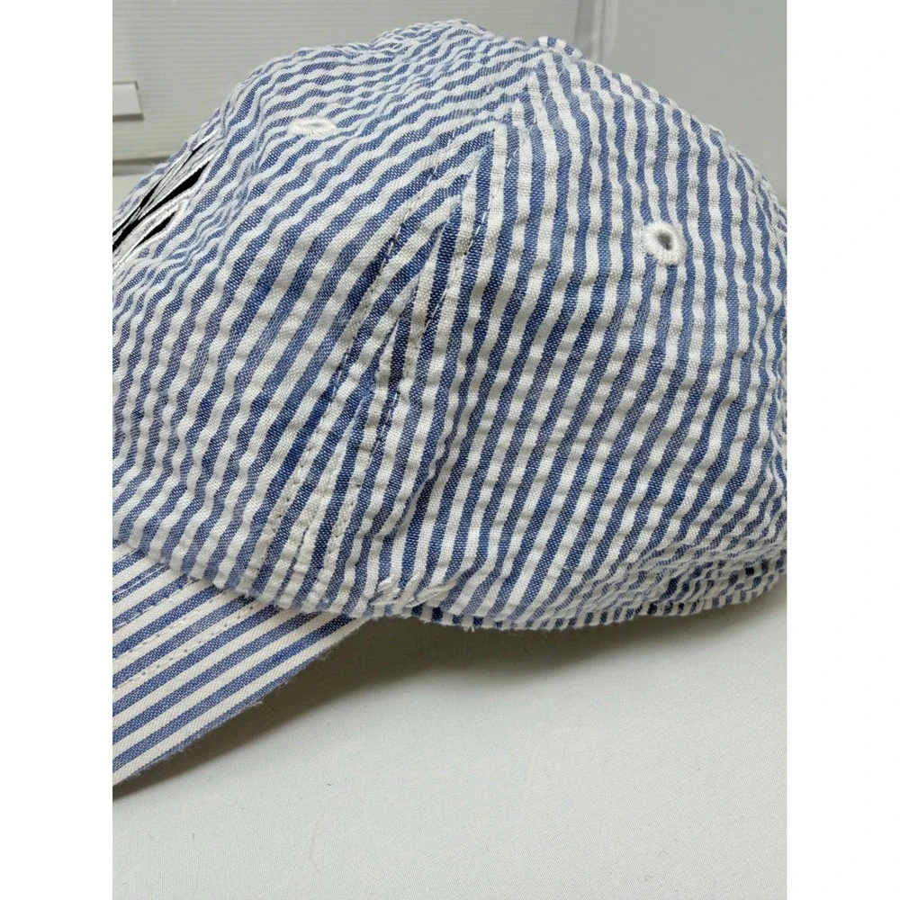 47 Brand New York Yankees Womens Seersucker Baseball Hat Blue White Striped NY